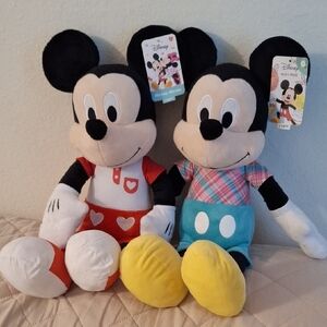 Disney Mickey Mouse Plush Toy Set - Red, Blue, Yellow